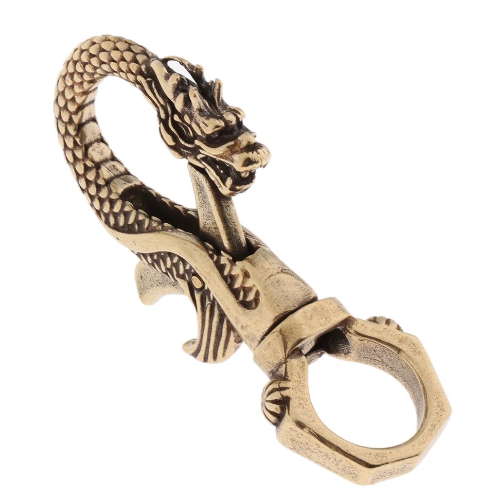 2 Pcs Brass Keychain Bottle Opener Beverage Can Car Key Hook Keyring Tool Retro Dragon Design