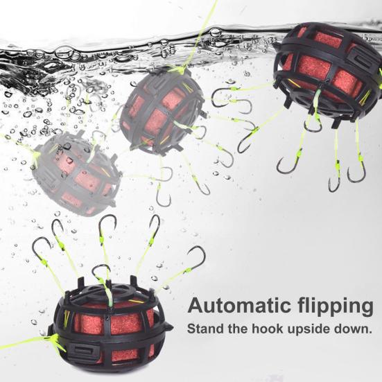 Reverse Bottom Bait Cage Fishing Hook 360-Degree Floating Design Full Strike Coverage Bait Cage Trap Fishing Hooks