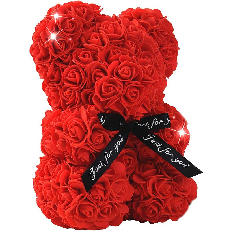 Artificial Flowers 25cm Rose Bear Girlfriend Anniversary Christmas Valentine's Day Gift Birthday Present For Wedding Party