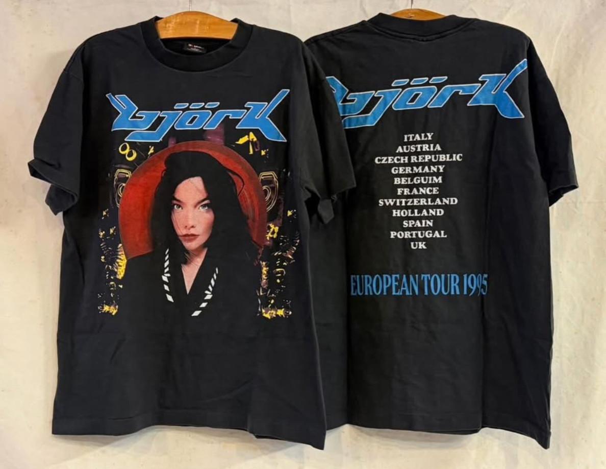 Vintage Bjork European Tour 1995 Post Album Era 90s Band Black XL Shirt REPRINT Unisex T-Shirt XXL