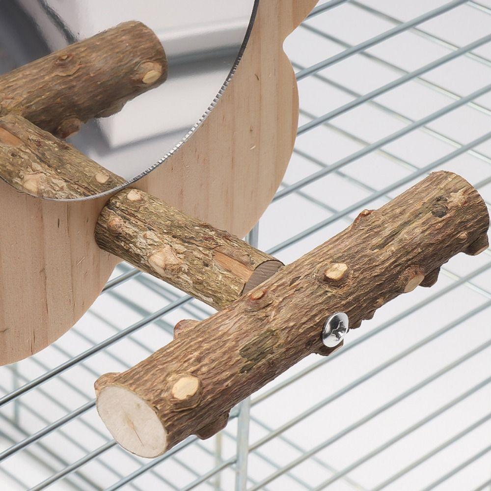 Wear Resistant Bird Perch Stand with Mirror Flower Shape Bird Branch Perch Rod  Grinding