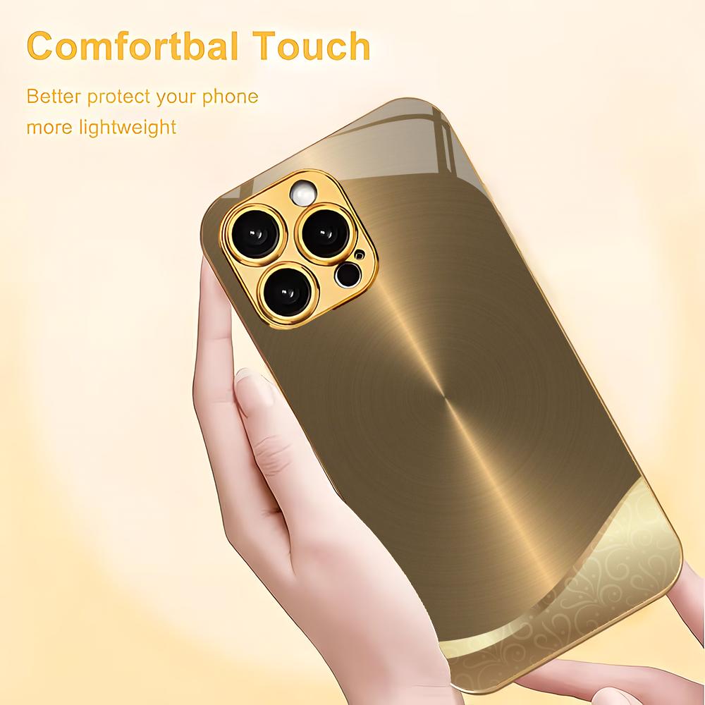 Texture design pattern electroplated glass phone case suitable for iPhone 17 16 15 14 13 12 11Pro/Max/Plus shockproof back cover