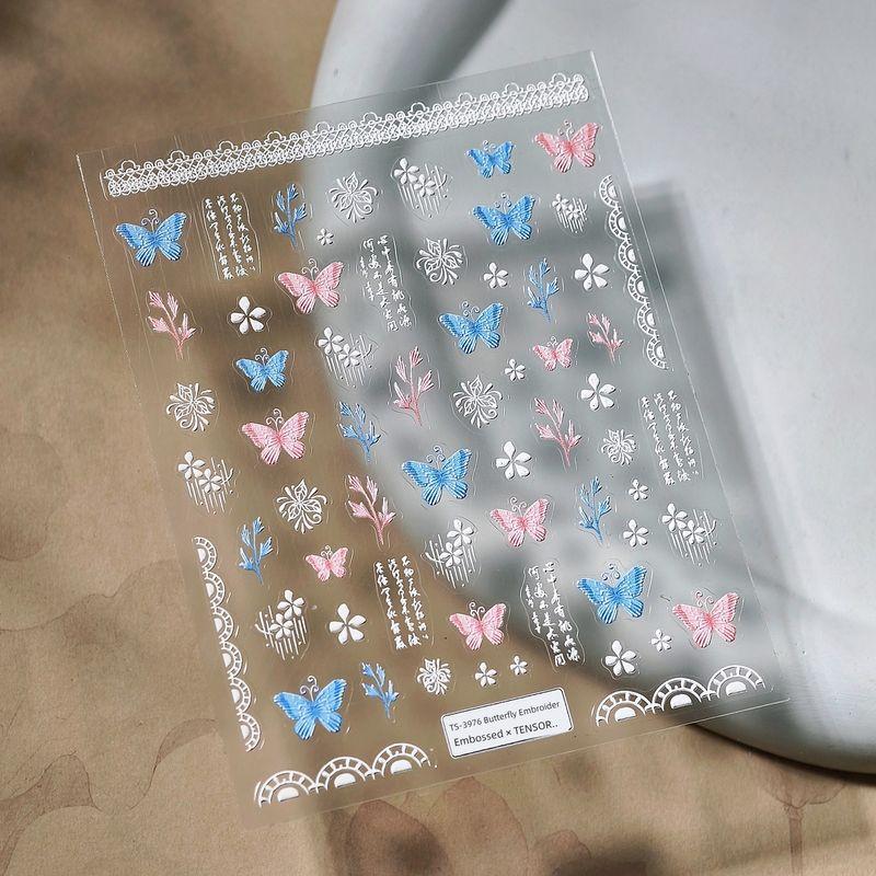 

Rose Letter Pink Blue Butterfly Three-Dimensional Relief Nail Sticker Waterproof Nail Sticker Ornament 3976 3977 TS-3976 (three-dimensional relief)