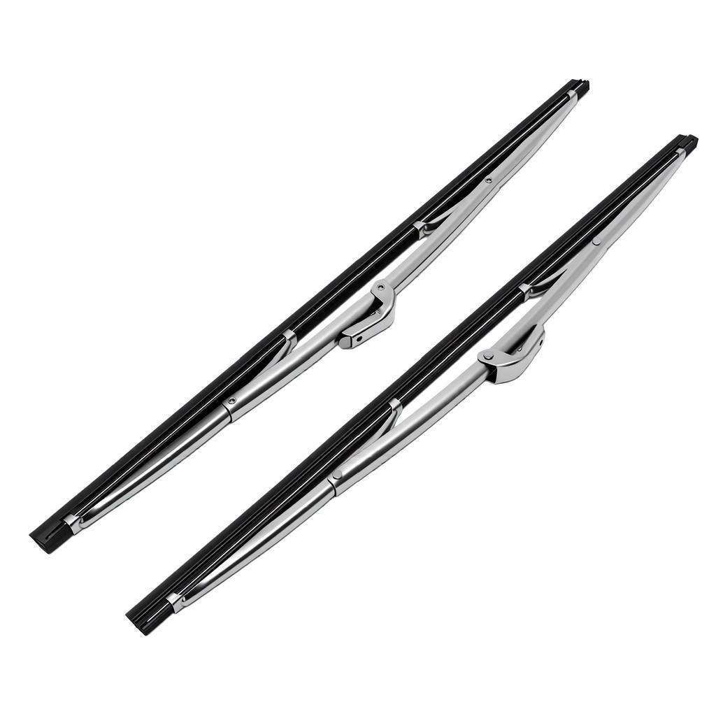 2PCS 15 Inch Wiper Blades 7mm Bayonet Silver Polished Stainless Steel Bayonet Type Wiper Blades for Classic America Cars
