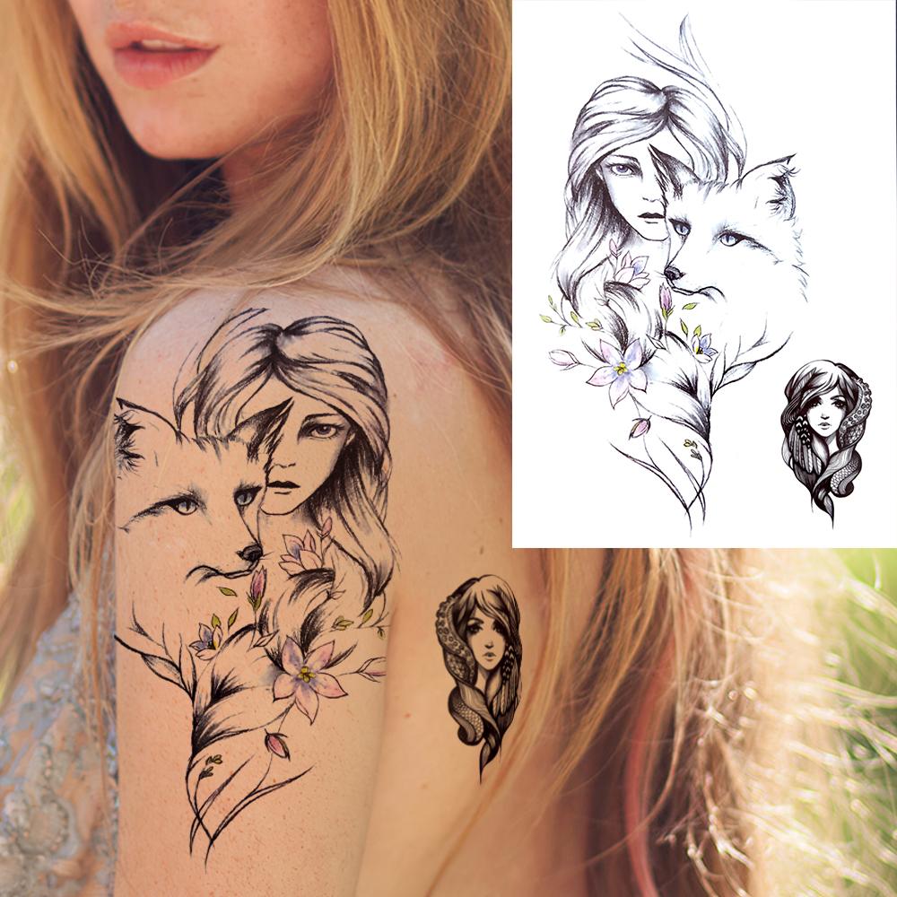 Owl Bird Temporary Tattoos For Women Fake Peony Flower Tattoo Sticker Black Body Art Drawing Tatto Diamond Crystal Jewelry Tatoo