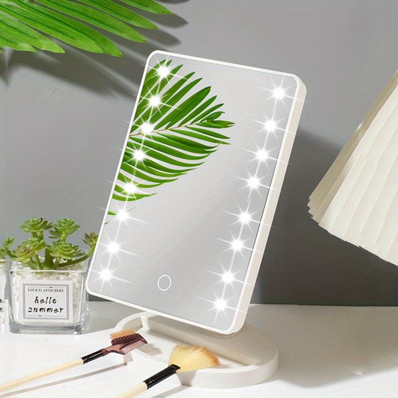 1PC Dual-Power USB & Battery Lighted Makeup Mirror, 3-Brightness Touch Vanity Mirror, Portable Desk Mirror for Dormitory Bedroom