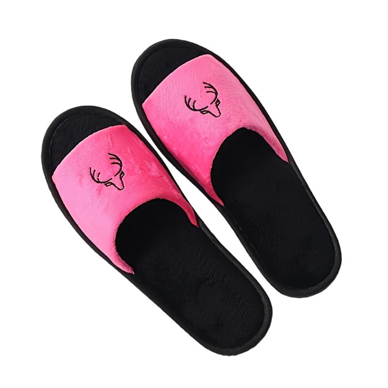 1 пара комнатных противоскользящих дышащих повседневных легких тапочек для балкона с узором оленей, эластичных, мягких, удобных, с открытым носком, из пены