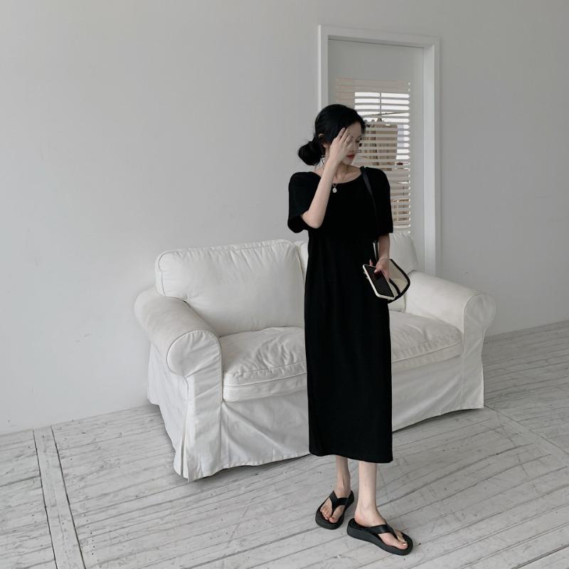 YYFS Dame Mote Sommer Vår 1/2 Ermer O-Hals Løs Midje Casual Kjoler