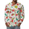 Men's Fashion Printed V-Neck Casual Long-Sleeved T-Shirt Bottoming Shirt Top