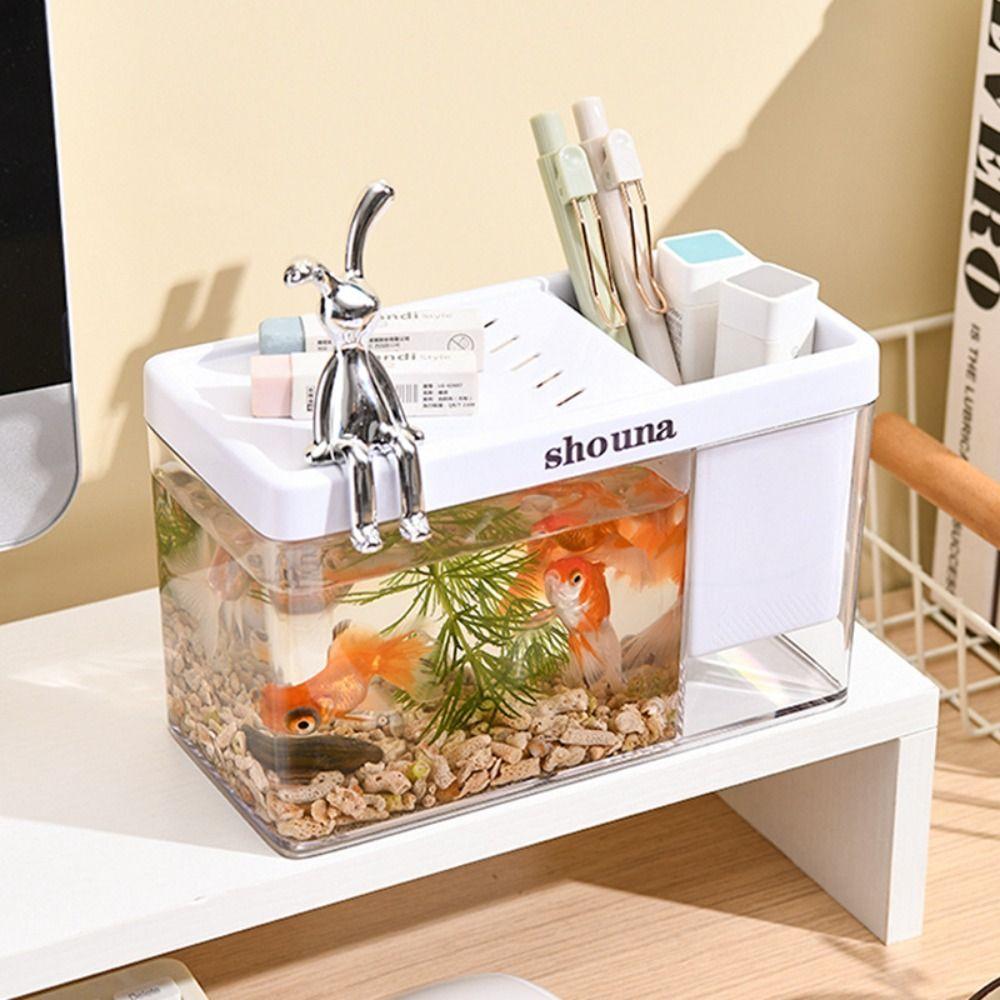 Plastic Amphibious Ecological Tank Transparent Goldfish Bowl Home Decoration Aquarium  Desktop