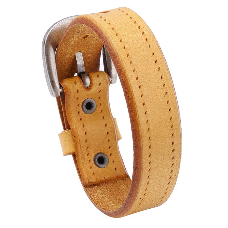 Men's Punk Rock Leather Bracelet - Smooth Retro Cowhide Design