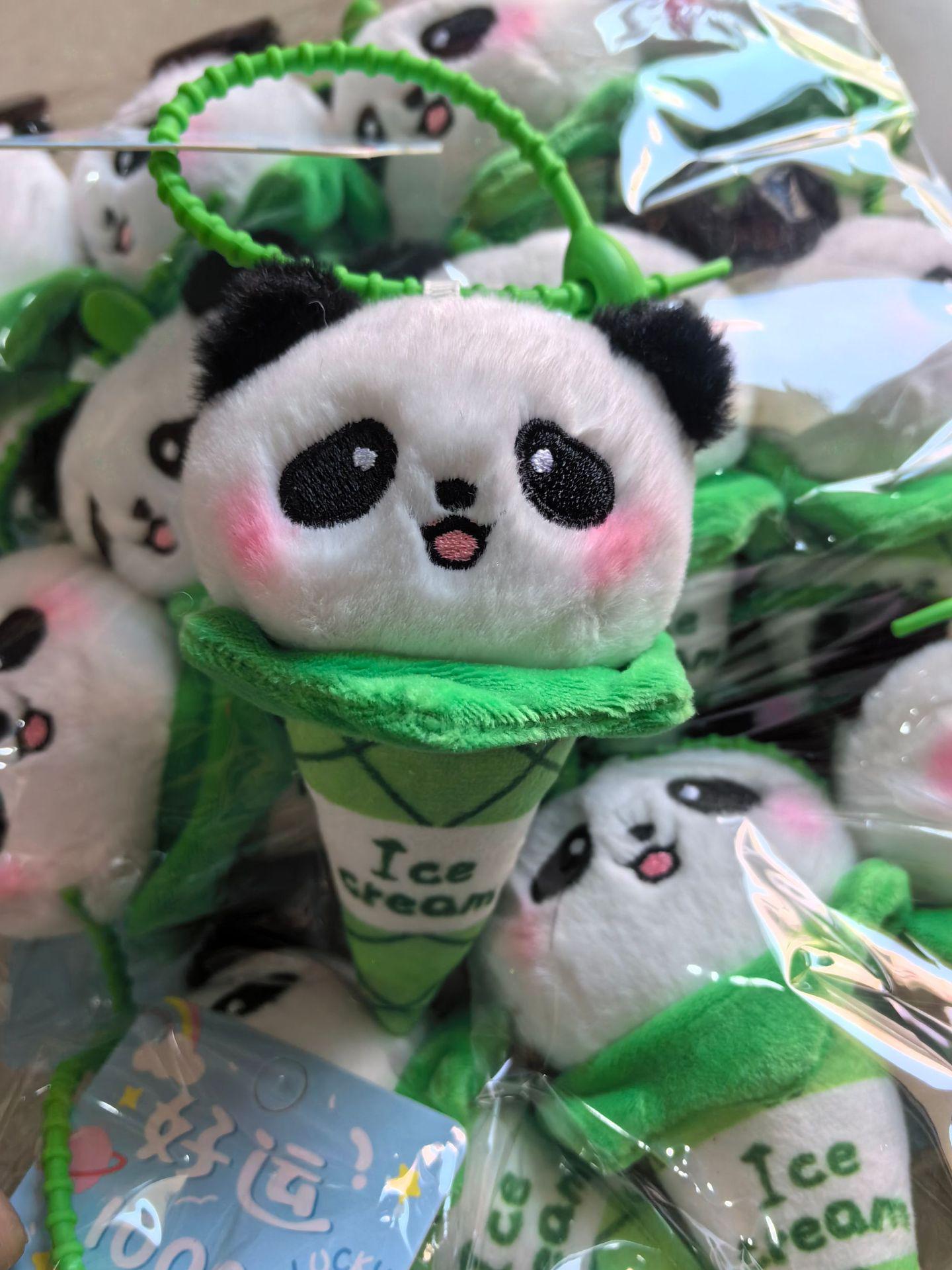 

Милый мультяшный плюшевый брелок в виде панды с мороженым и украшение для школьного рюкзака 10cm зелёный