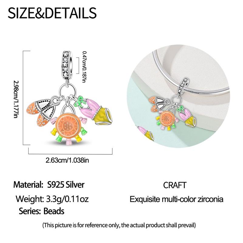 Original Charms Copper Summer Coconut Grove Holiday Charm Fits 3Mm Original Bracelet For Women Diy Jewelry Gifts New In