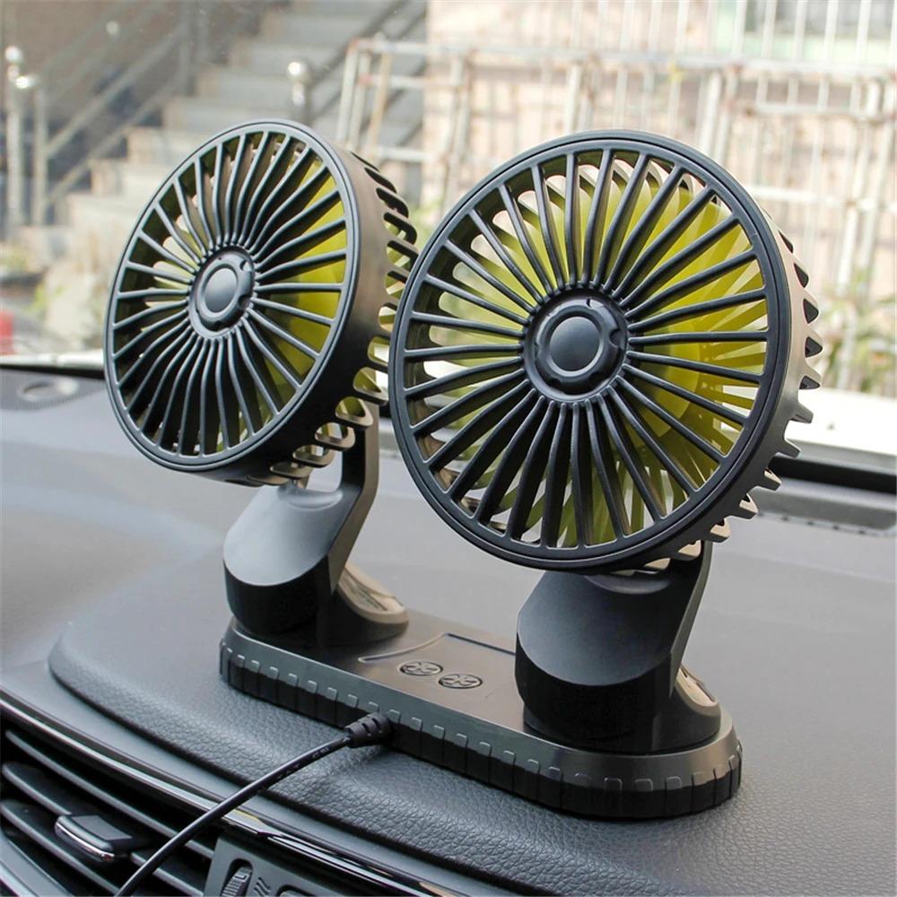 NEW Automobile double fan household 360 degree circular automobile cooling accessories swing fan ventilation plate USB in summer