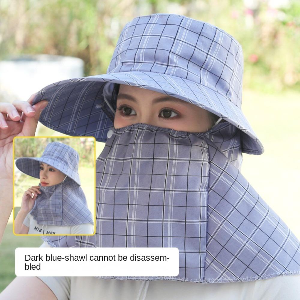 Wide Brim Agricultural Work Hat UV Protection Shawl Mask Women's Ponytail Hat  Outdoor Sports