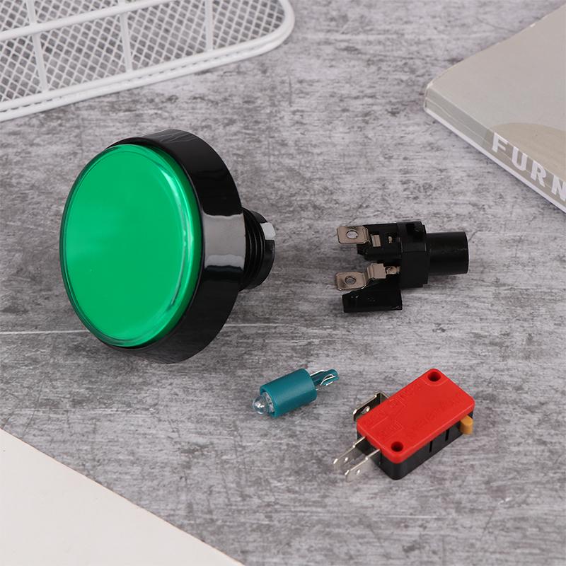 Arcade-Button 60 mm DC 12 V LED Großer runder Button 5 Farben Mikroschalter-Button Selbstzurücksetzender Button für Arcade-Automaten