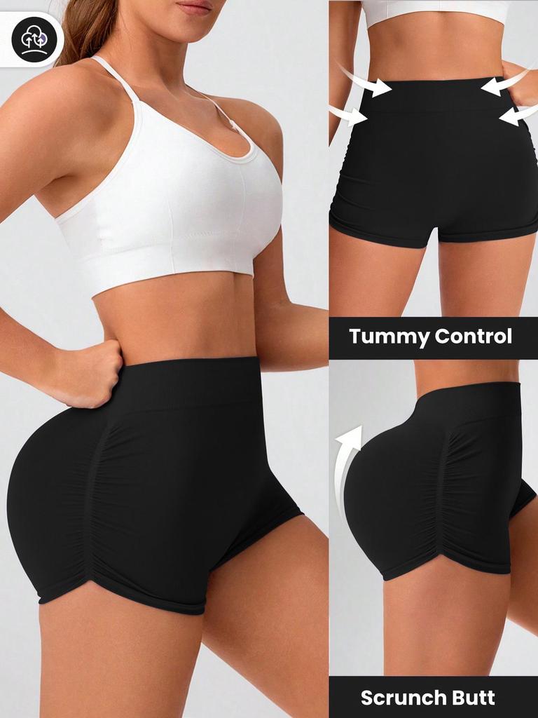 Women's High-Waist Seamless Yoga Shorts: Quick-Dry, Moisture-Wicking, Elastic Fitness & Running Shorts