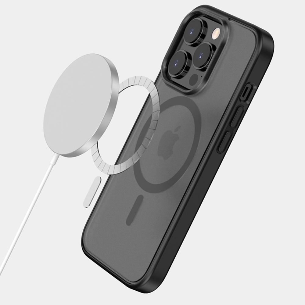 

Anti-Fall Phone Case for iPhone 14 Pro Max 6.7 inch Magnetic TPU+PC Cover Shockproof Slim Case Black