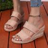 Fashion Vintage Embroidery Wedge Heel Sandals Women Summer Plus Size High Heels Rome Shoes Woman Lightweight Vacation Beach Slippers 43