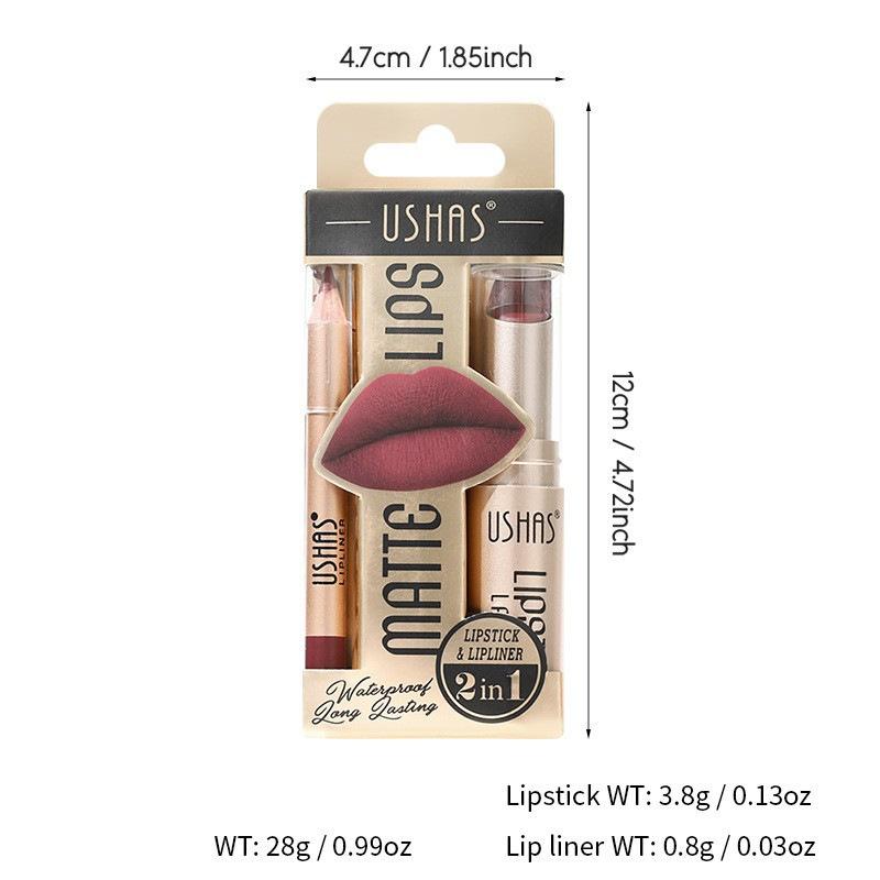 USHAS Set de 12 Crayons à Lèvres + ROUGE À LÈVRES Coloration Facile Rouge à Lèvres Mat Rouge Nude Longue Tenue
