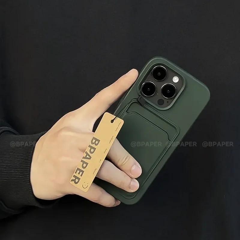 Luxury Card Bag Slot Holder Pocket Case For iPhone 17 16 15 14 13 12 11 Pro Max XS XR X 8 7 Plus Soft Silicone Shockproof Cover