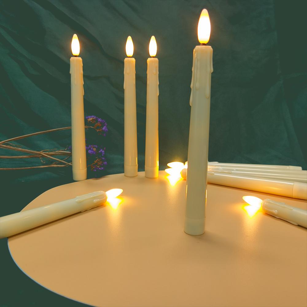 Elektronische Kerze mit Batterie-Timer und Fernbedienung, flammenlose LED-Kerzen, Tränenlicht, Hochzeitsessen, Heimdekoration, 21 cm