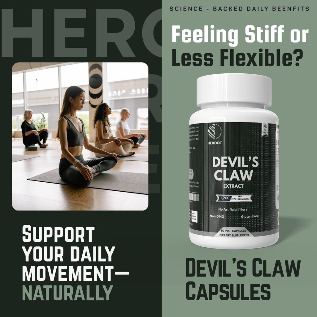 Heroot Devil’s Claw Capsules 1200mg | Harpagophytum Procumbens