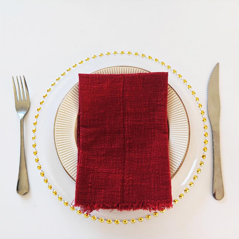 10 szt. 32X32Cm Gazy Bawełniana Serwetka Wielokrotnego Użytku Ściereczka do Herbaty Wesele Impreza Boże Narodzenie Dekoracja Stołu Retro Postrzępiona Serwetka