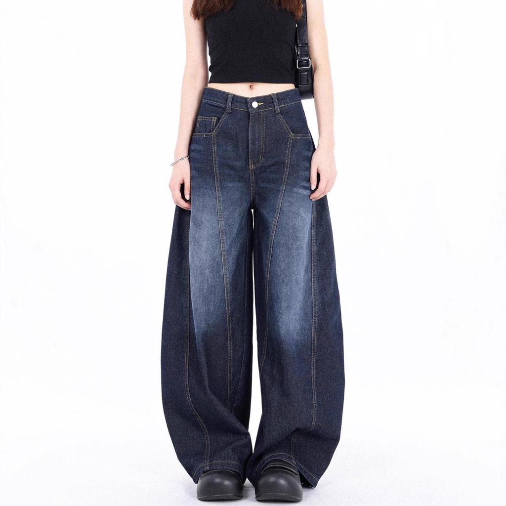 2025 Herbst/Winter Damen Washed Wide-Leg Scimitar Jeans