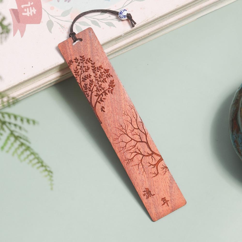 Wooden Book Clip Chinese Style Carving Mahogany Retro Wooden Bookmark Students Gift
