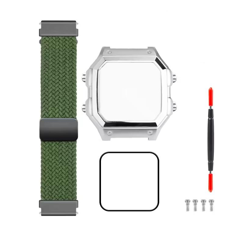 For Casio AE1200 Metal Watch Case 304 Stainless Steel Modified Watch Film Glass Watchband Watch Ring Front Cover Baffle Bezel