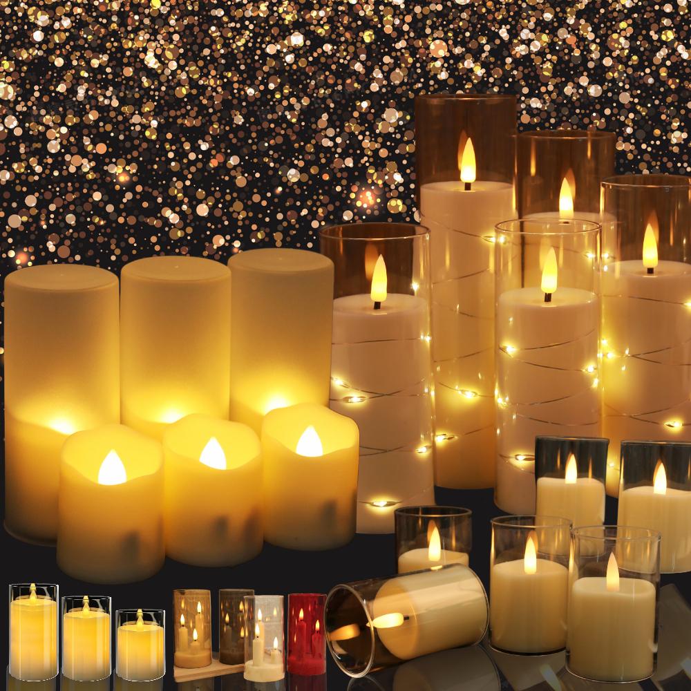 Flameless Flickering LED Candles with Lampshade Battery Operated Pillar Electronic Candles for Christmas Wedding Birthday Decor