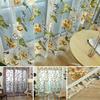 Embroidered Peony Window Room Divider Curtain Line Hanging On Rod Door Valance