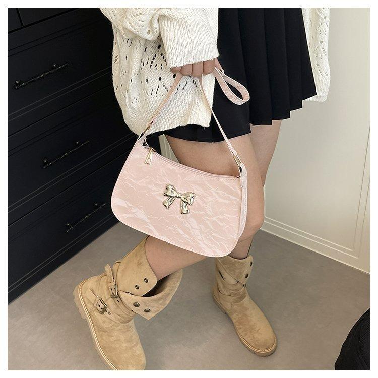 Simple four-color sweet and fresh butterfly underarm bag texture foreign style women's portable diagal span fashi bow women'