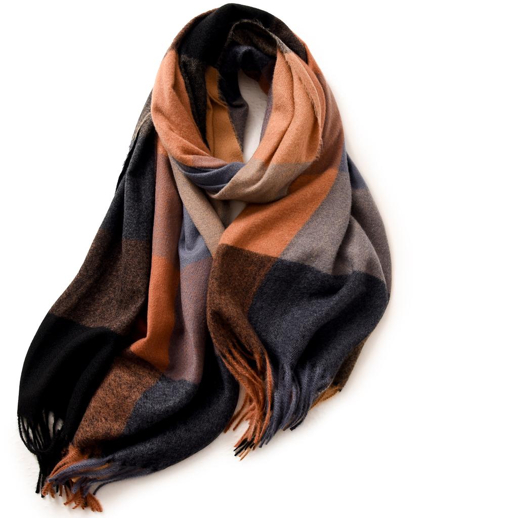 Plaid scarf women's autumn and winter imitation cashmere warm scarf office shawl with high-end scarf women's winter