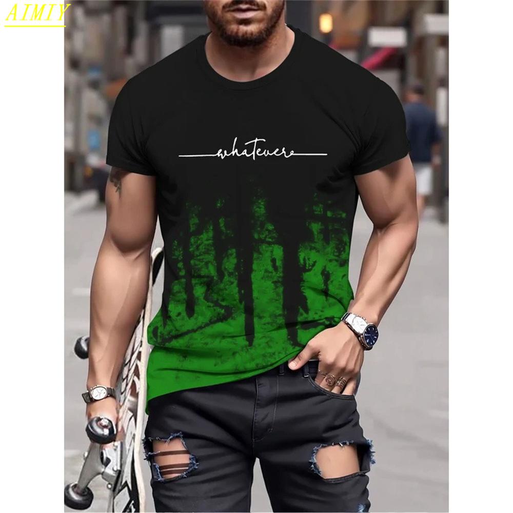 Maglietta da uomo con stampa a righe 3D, estiva, alla moda, stile hip hop, stile streetwear, casual, con scollo a V, oversize.