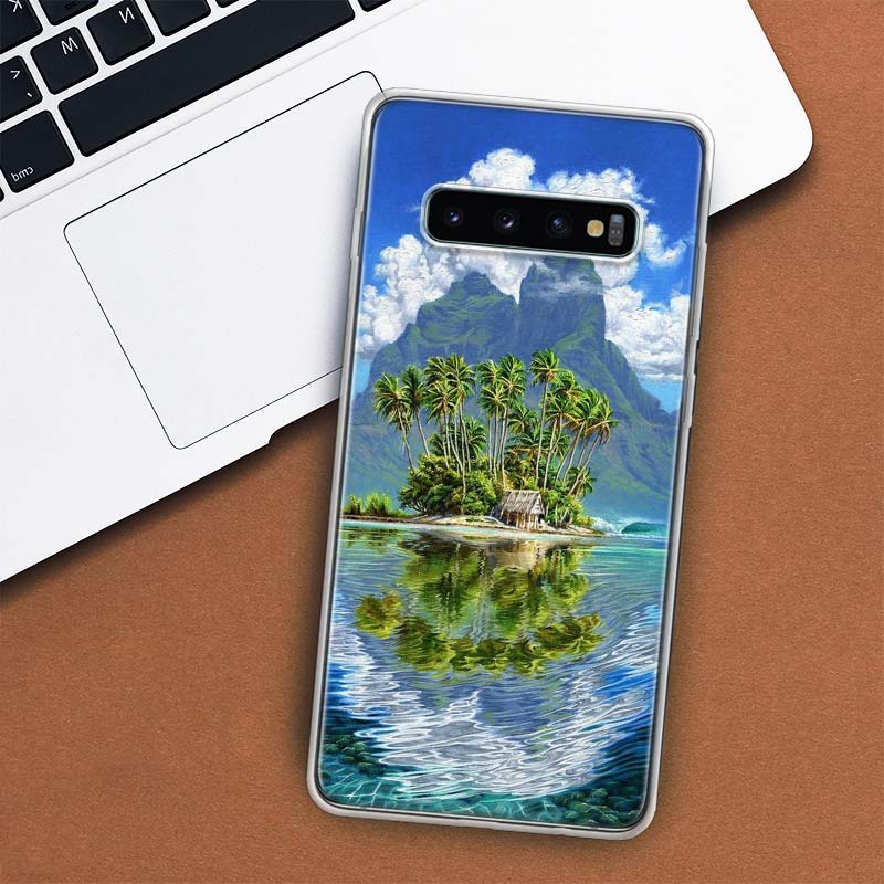 Summer Beach Sunset Sea Palm Tree Phone Case For Samsung Galaxy S10 Plus S20 FE S21 S22 Ultra S10E S9 S8 + S6 S7 Edge Lite Shell