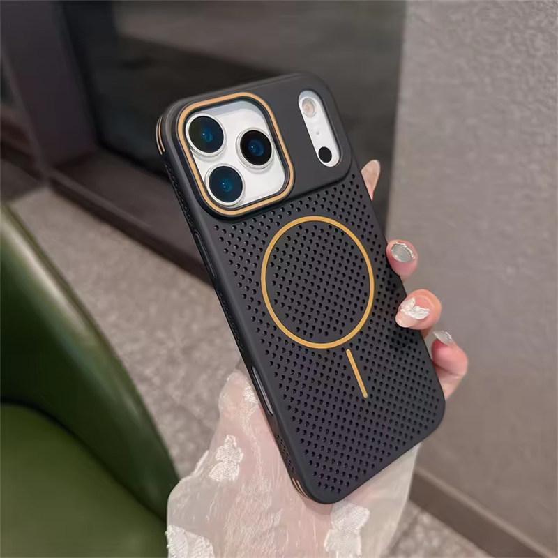 Heat Dissipation Magnetic Phone Case For iPhone 17 Air 16 15 14 13 12 Pro Max For Magsafe Honeycomb Mesh Cooling Shockproof Capa