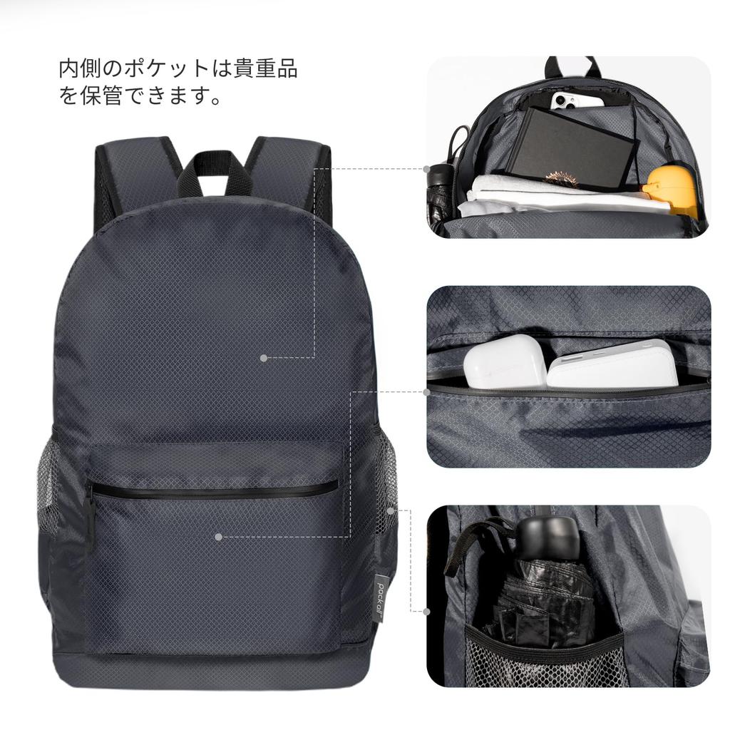 pack all Lightweight Foldable Hiking Convenient Item Backpack, Water-Repellent, Daypack, 18L, Compact, Outdoor, Travel, (Navy)