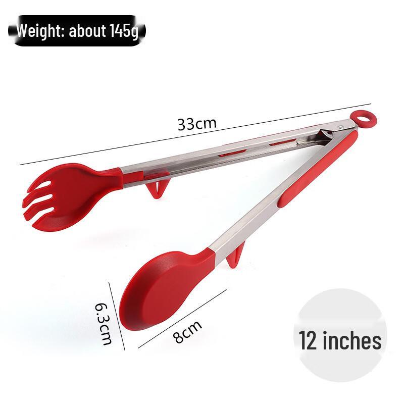 

ZISIZ Stainless Steel Silicone Food Tongs with Stand