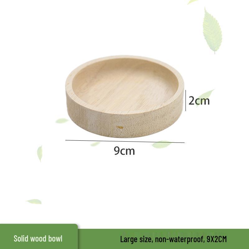 Solid Wood & Waterproof Ceramic Food Bowl for Hamsters, Hedgehogs, Sugar Gliders, and Gerbils