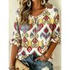 Women's elegant printed lace-up flared top, stylish and versatile, comfortable and skin-friendly