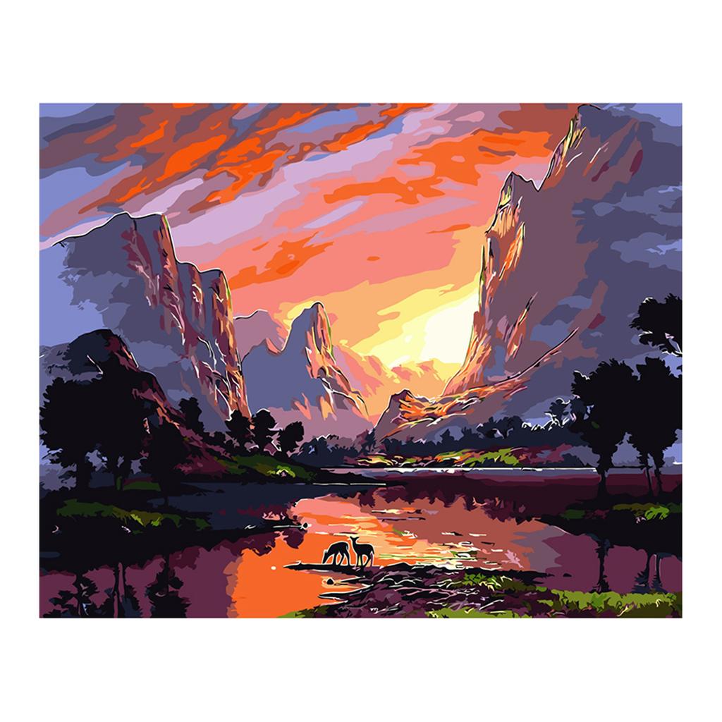 Paint By Number for Adults Scenery Oil Painting on Canvas Handmade Landscape Paint By Numbers Kits for Home Wall Decor 40X50CM