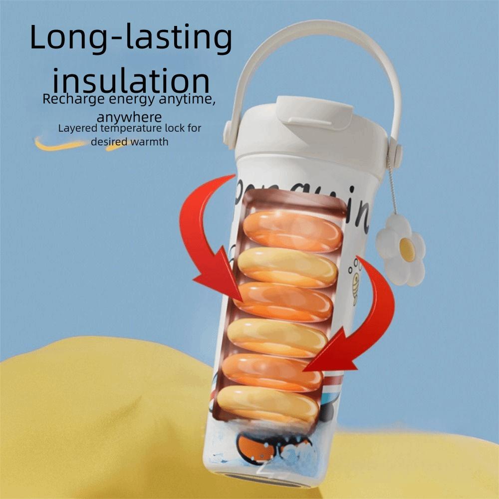 550ml Vacuum Tumbler Cartoon Cat Puppy Ceramic Inner Liner Insulated Cup Large Capacity Leak-proof Thermal Water Bottle Student