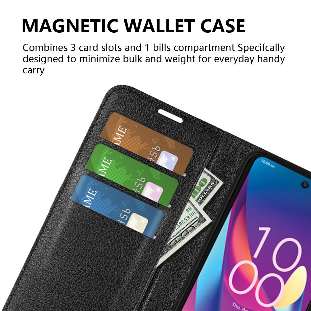 Für TCL 50 XL 5G Hülle Litschi-Textur Stoßfest Leder Brieftasche Handyhülle