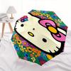 Hello Kitty,Floral Pattern Automatic Folding Umbrella-Simple 8-Rib Design, Bright Cartoon Pattern, Durable Iron Frame, Suitable For Travel,
