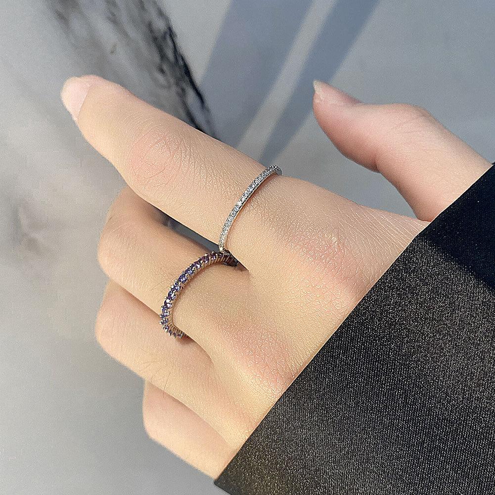Luxury Full Paved Diamond Ring For Women Unique Design Versatile Index Finger Band Fashionable Elegant Jewelry Gift