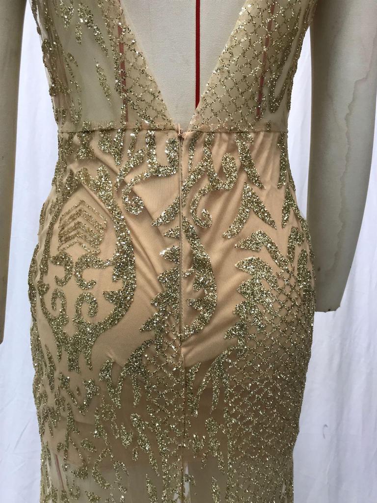 2025 Women's Long Sleeveless Evening Dress with Sexy Deep V and Sequins