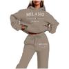 MILANO Plus Size Trendy Fleece Sweatshirt Set with Letter Print for Women