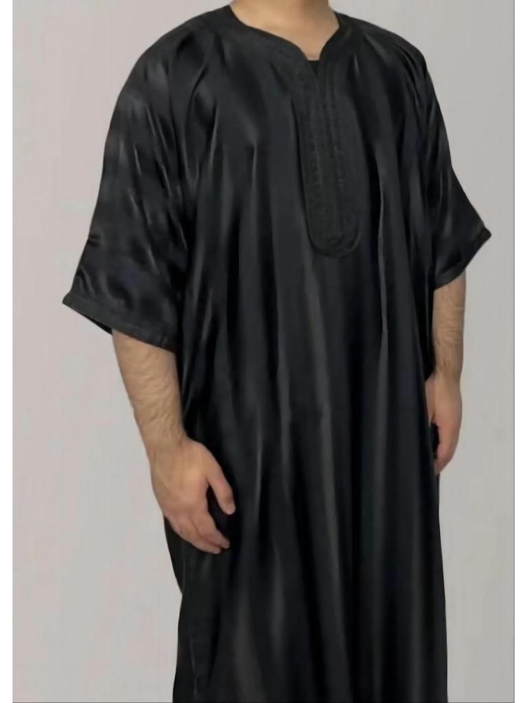 Robe Musulmane Homme Vert Foncé Brodé Arabe 2026